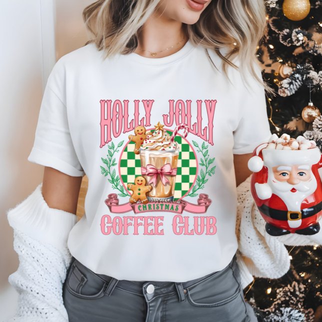 Rosa Girly Klubb-Helgdag för julkaffe T Shirt (Skapare uppladdad)
