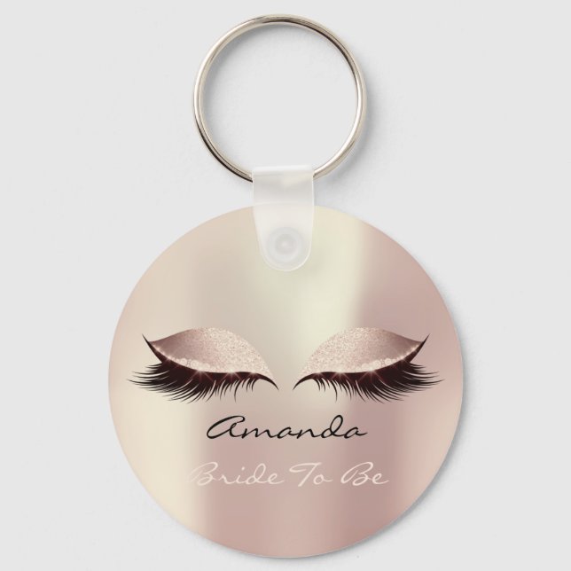 Rosa  Girly Makeup Lash Namn  Nyckelring (Framsida)