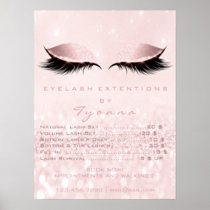 Rosa Girly Makeup Öga Lash Extension Pris Poster