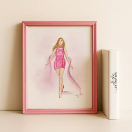 rosa, girly, mode sketch. poster