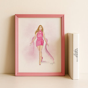 rosa, girly, mode sketch. poster