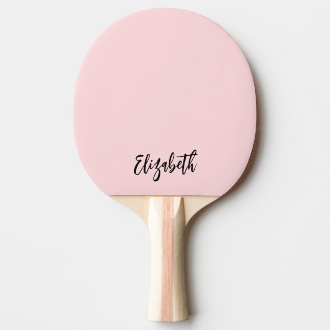 Rosa Girly Modern Script Monogram Namn Pingisracket (Framsidan)