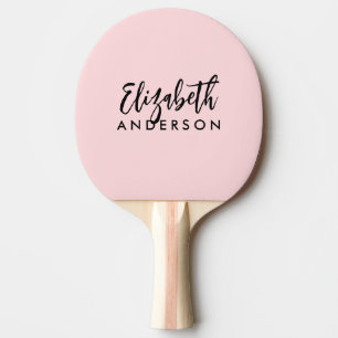  Rosa Girly Modern Script Monogram Namn Pingisracket