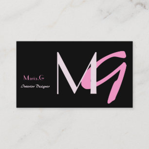 Rosa Girly Monogram-Affärskort Visitkort