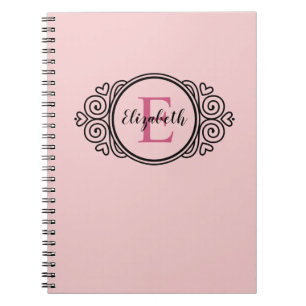 Rosa Girly Monogram Anteckningsbok