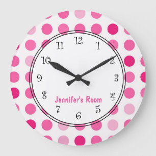 Rosa Girly Personlig Clocks Stor Klocka