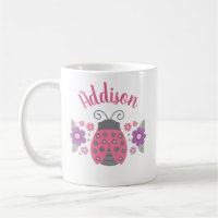 Rosa Girly Personlig Ladybug Mugg