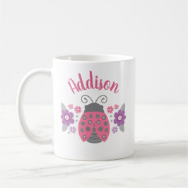 Rosa Girly Personlig Ladybug Mugg