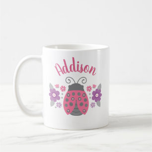 Rosa Girly Personlig Ladybug Mugg