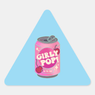 Rosa Girly Pop Körsbärs Sodavattenburk Retro Y2K Triangelformat Klistermärke