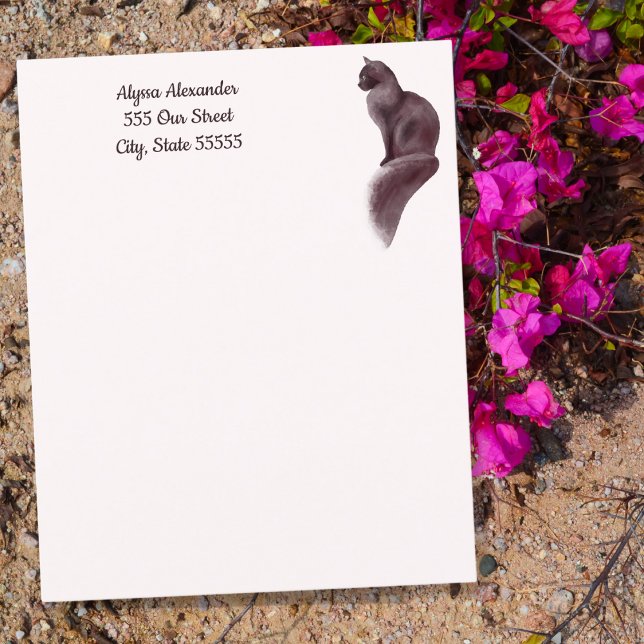  Rosa Girly Script & Watercolor Cat Personal (Skapare uppladdad)