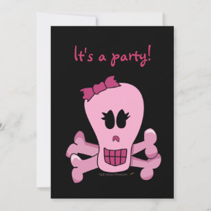 Rosa Girly Skull med Bow Party-inbjudningar Inbjudningar