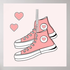 Rosa Girly Sneakers Poster