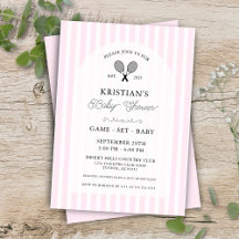 Rosa Girly Tennis Land Klubb Baby Shower Party