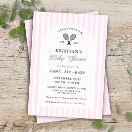 Rosa Girly Tennis Land Klubb Baby Shower Party Inbjudningar