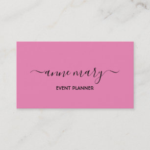 Rosa Girly Trendig Calligraphy Event Planner Class Visitkort