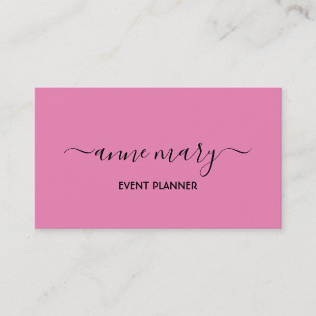 Rosa Girly Trendig Calligraphy Event Planner Class Visitkort (Framsida)