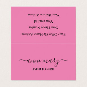 Rosa Girly Trendig Calligraphy Event Planner Coola Visitkort