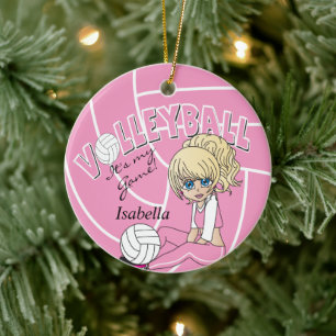 Rosa Girly Volleyball Julgransprydnad Keramik