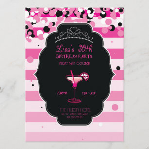 Rosa - Girly - Vuxen - Födelsedagsfest - Inbjudan