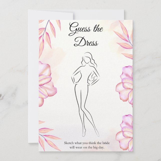  Rosa Gissa Möhippan Dress Game Card Inbjudningar (Framsida)