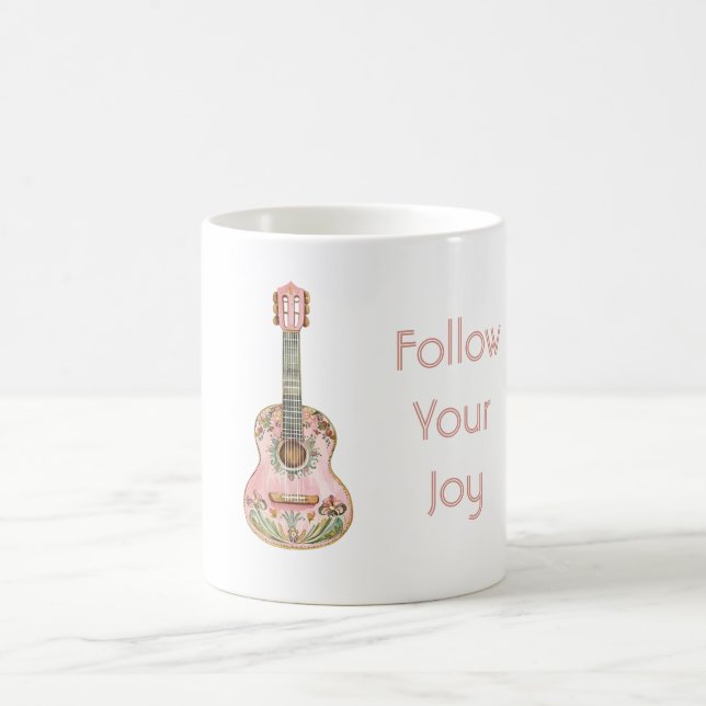 Rosa Gitarr Följ Din Glädje Kaffemugg (Center)