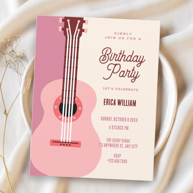 Rosa gitarr  inbjudningar (Skapare uppladdad)