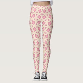 Rosa gittergeometriskt mönster leggings