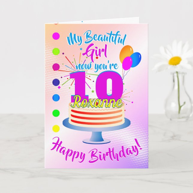 Rosa Glad 10-årsdag | Redigerbar Kort (Liten växt)