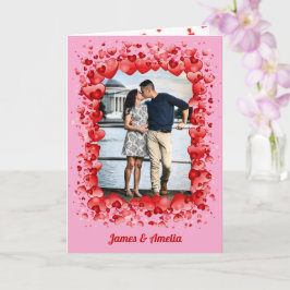 Rosa Glad Alla hjärtans dag Foto Romantic Hearts Kort
