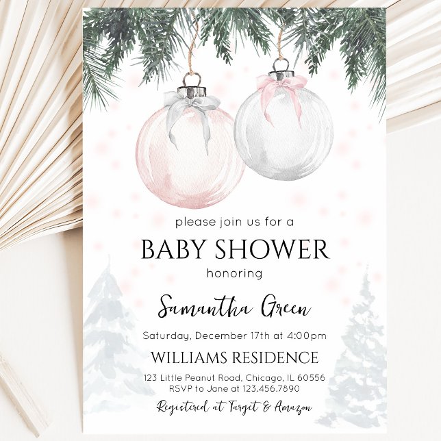 Rosa Glad Liten Baby Shower Inbjudningar (Skapare uppladdad)