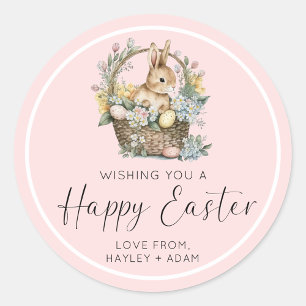 Rosa Glad påsk Bunny Runt Klistermärke