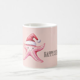 Rosa Glad Sjöstjärna Tomtehatt Kaffemugg