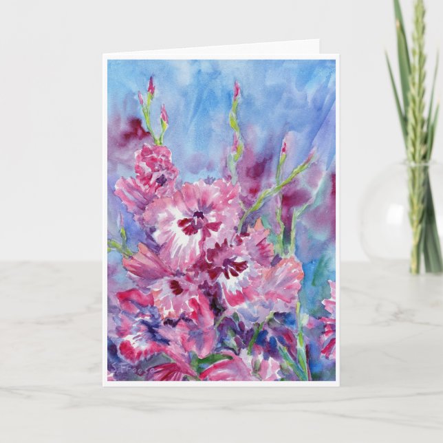 ’Rosa Gladioli’ Blank Notecard Tack Kort (Framsida)