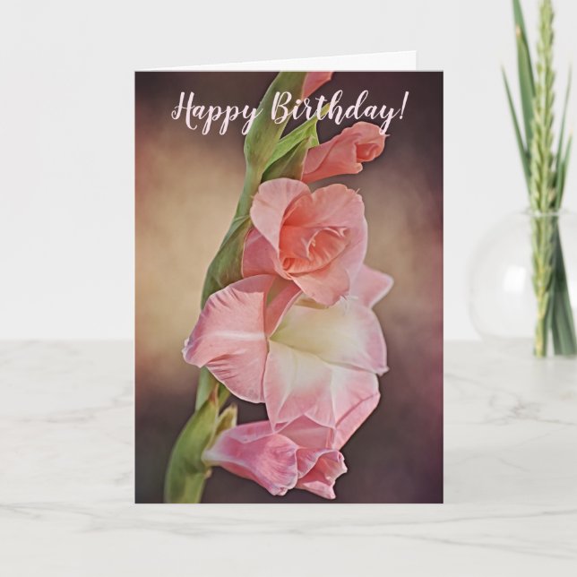 Rosa Gladiolus Flower Birdday Card Kort (Framsida)