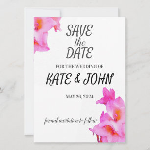 Rosa Gladiolus Flower Watercolor Spara Datumet