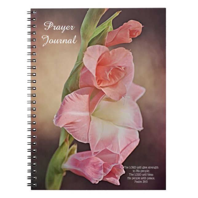 Rosa Gladiolus Flowers Art Prayer Journal Anteckningsbok (Framsidan)
