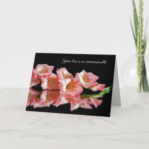 Rosa Gladiolus på Spegel-sympati Kort