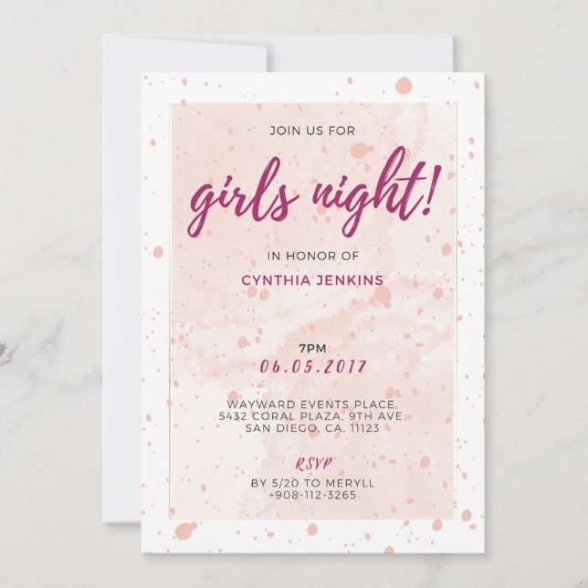 Rosa Glam Bachelorette Party Inbjudan (Framsida)