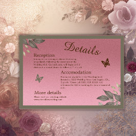 Rosa Glam Blommigt Eucalyptus bröllop Tilläggskort