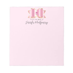 Rosa Glam Bow med Center Gemstone Anteckningsblock