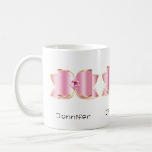 Rosa Glam Bow med Center Gemstone Kaffemugg