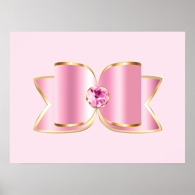 Rosa Glam Bow med Center Gemstone Poster (Framsidan)