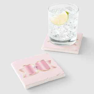 Rosa Glam Bow med Center Gemstone Stenunderlägg