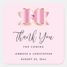 Rosa Glam Bow med Centre Gem Bröllop Tack