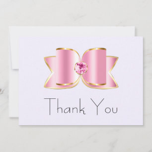 Rosa Glam Bow med Centre Gemstone Party Tack Kort