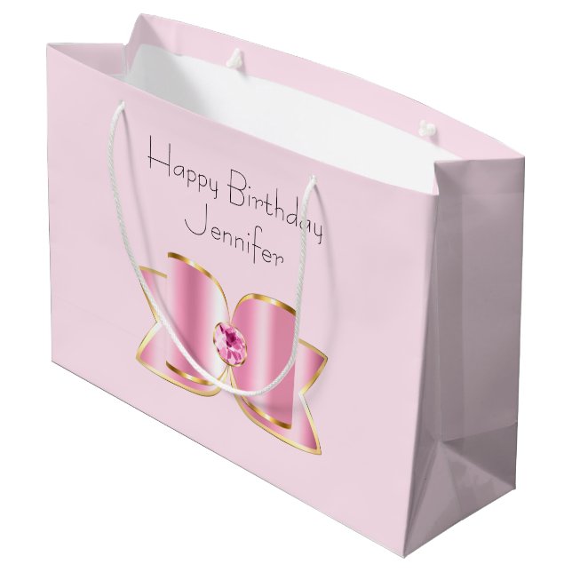Rosa Glam Bow med Gemstone Birthday (Baksidan Vinklad)