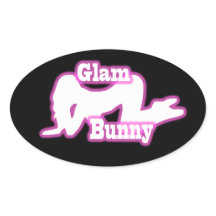 Rosa Glam Bunny crawl Oval Sticker
