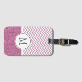 Rosa Glam Faux Glitter Chevron Bagagebricka