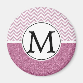 Rosa Glam Faux Glitter Chevron Magnet